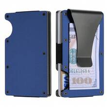 1 Or 2-Pack: RFID Blocking Slim Credit Card Holder Wallet For Men – Minimalist, Scratch-Resistant, With Removable Money Clip | Modern, Durable, Everyday Carry - 藍色/1個裝 - 查看 2