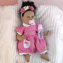 22 Inches Half Glue Reborn Dolls Black Skin Hair Transplanted Cloth Body Simulation Doll Accompanying Play Toys Birthday Gifts