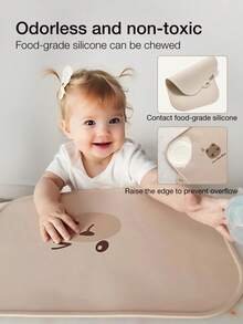 3pcs Customized Kids Silicone Placemat Set Featuring Rainbow Heart Patterns Non-Slip Washable Feeding Mat Personalized Gift, Baby Shower Gift - Multicolor - View 4