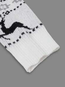 男士V领长袖开衫，雪花鹿印花，休闲百搭，宽松版型，适合春、秋、冬季穿着。 - 灰色 - 查看 6