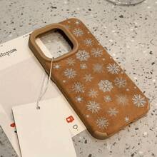 Funda protectora de pantalla completa con diseño de copos de nieve y lentes de alta calidad. Compatible con los modelos 13 Pro, 14 XS, 16 Plus, 12, 15 y 11. Resistente y cómoda. Fabricada en piel sintética suave. - Colores mixtos 1 - Ver 2