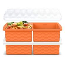 Silicone Freezer Tray For Soup With Lid - 2 Cup Soup Freezer Container Molds - Extra Large Ice Cube Tray - Silicone Freezer Food Molds For Freezing & Storing Soup, Sauce, Broth, Leftovers (2 Pack)-814352 - 橘色 - 查看 1