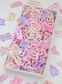 30pcs/Set Girls Cute Princess Barrettes, Pink & Purple Shiny Dopamine Stars, Hearts, Butterflies, Teddy Bears, Minimalist Design, Daily Use Hair Clips - Multicolor - View 5