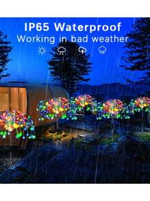 1/3 Sets 360 Lights Solar Fireworks Lights Outdoor, Solar Garden Lights, Solar Fireworks Lights With 240 LED Starburst String Lights 8 Modes Fairy Lights, Shopping Mall, RV, Camping, Wedding Christmas, Lawn Backyard Party Garden Decoration
