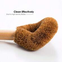 1pc Wooden Dish Brush, Natural Coconut Fiber Scrubber Brush, Long Handle Pot And Pan Cleaner, Tough On Grease And Grime, Comfortable Grip For Easy Use, Ideal For  Kitchen Living, Reduces Plastic Waste In Home (Random Color) - 棕色 - 查看 3