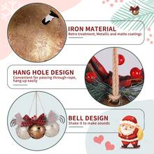 Large Vintage Gold Glitter Metal Christmas Bell Wreath, Decorated With Plaid Bow And Pine Branches - Rustic Round Holiday Decor, Suitable For Thanksgiving, Mother's Day, Valentine's Day - Easy To Hang On Door Or Wall Home Decor Christmas Decorations Room Decor Winter