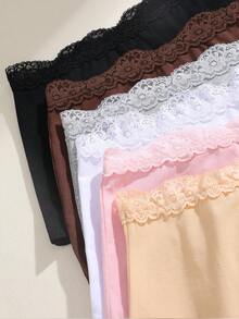 6Pcs Cotton Lace Stitching Elegant Pastoral Anti-Exposure Women's Boyshorts, Low-Waist Women's Underwear S-XXL - Nhiều màu - Xem 4
