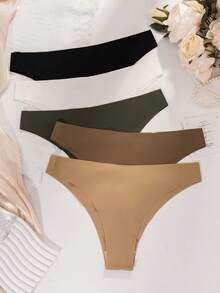 5 件装女士性感无缝比基尼内裤，舒适低腰内裤 - 彩色 - 查看 6