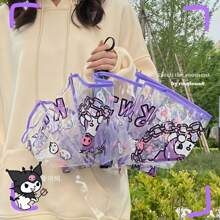 Sanrio 1PC Sanrio Cartoon Hello Kitty, Kulomi Transparent Folding Umbrella, A Must-Have Decoration For Rainy Days. Non Automatic Parachute And Large Face Hello Kitty Automatic Version, Thick And Rain Resistant, Lightweight, Compact And Easy To Carry A Must-Have For The Whole Year