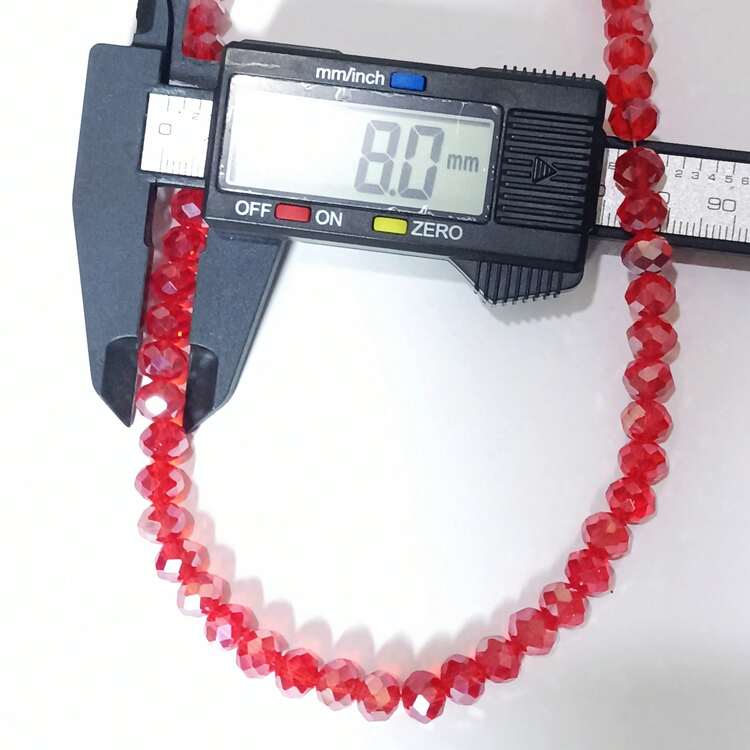 1 串 4/6/8 毫米刻面玻璃奥地利水晶珠，圆形散珠隔珠，适用于制作 DIY 手链、项链、耳环、包袋设计 - 紅色 - 查看 3