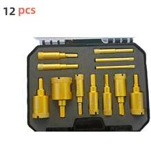 12pcs Diamond Coated Drill Bit Set, 6-35mm, Suitable For Drilling Holes On Marble, Ceramic Tiles, Home Improvement Tools