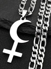 Lilith Crescent Inverted Cross Necklace Stainless Steel Astrological Symbol Sign Necklaces Satan Jewelry Cruz Invertida - Necklace - View 14