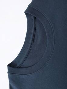 (220 Cotton T-Shirt)Men's Y2K Mechanical Rivet Skull Tee - " "OVER BLAST"   Graphic T Shirt, Loose Cotton Tee,Suitable For Young Men And Women To Wear For Casual. - 藏蓝色 - 查看 3