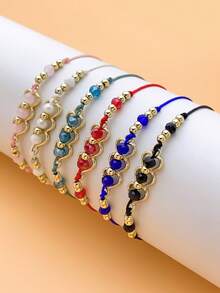 12 Pcs Set Of Three Heart Fashion Crystal Good Luck Braided Bracelet Charm Bracelet Rope Gift For Girls Jewelry Wholesale Family Sharing Set
