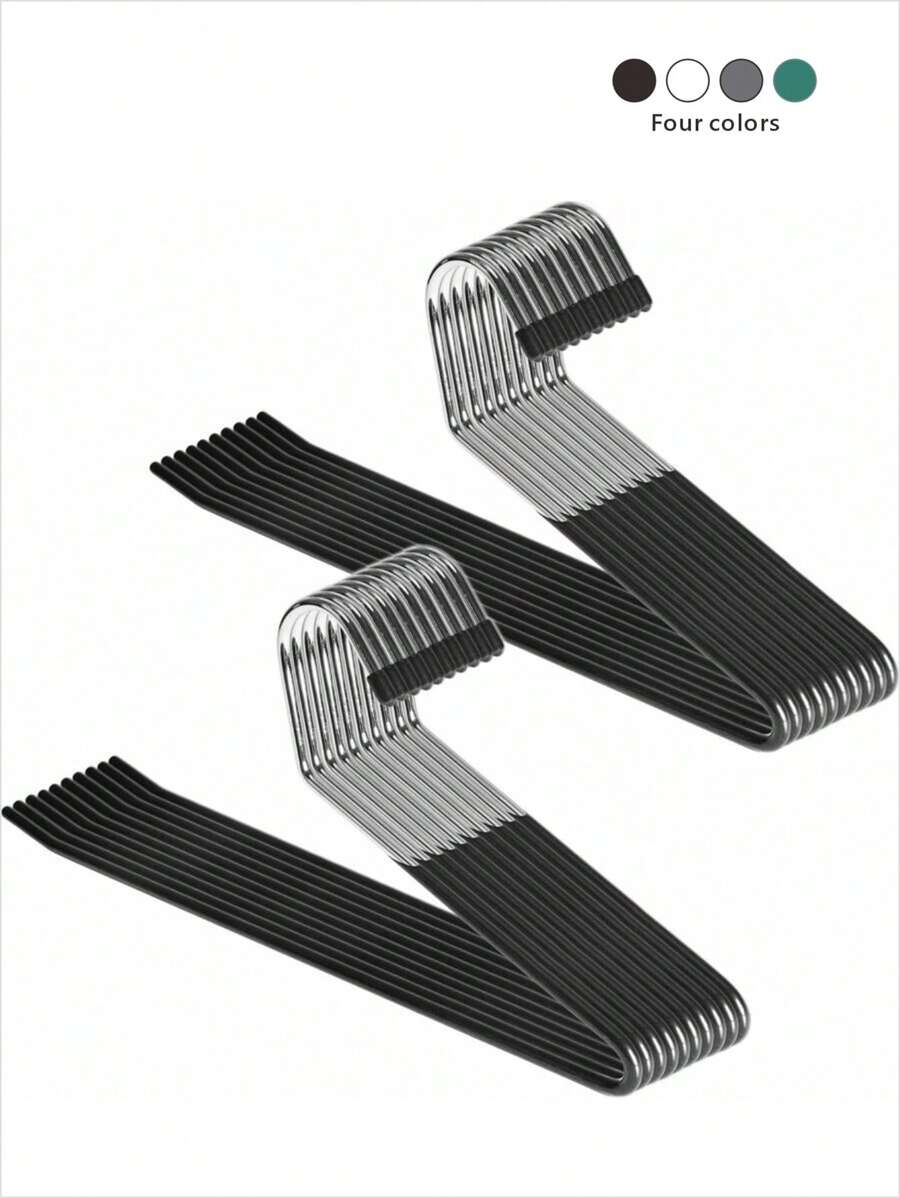 5/10pcs Z-Shaped Open-End Metal Pants Hangers – Non-Slip Trouser & Jeans Hanger, Space-Saving Clothes Organizer Rack For Closet, Back To School Dorm Room & Minimalist Wardrobe Essentials