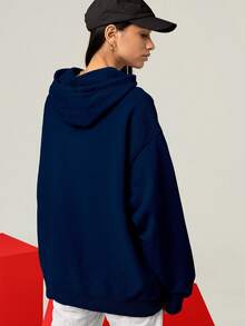 blusa Moletom Shadow Smile Streewear Oversized Unissex Ref-3435 - Azul Marinho - Visão 4