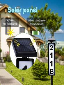 Solar Powered House Number Light,600 Mah , IP44 Waterproof Outdoor LED Lamp Post With Warm/Cool White Modes, Dusk To Dawn Auto On/Off, Easy Installation Address Sign Lighting For Driveway/Patio/Home - Upgraded doorplate light - 查看 3