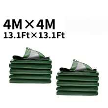 [Heavy-Duty Tarpaulin] 1-Piece. Heavy-Duty Green Tarpaulin - Durable, Waterproof, Windproof, And Tear-Resistant - A Multi-Purpose Protective Cover Suitable For Camping, Roofs, Patios, Swimming Pools, Boats, And Carports. An Ideal Christmas And New Year Gift. - Army Green - View 3