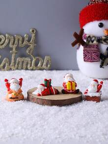 3pcs/4pcs/6pcs Holiday Christmas Decoration Set - Mini Santa Claus Sleigh & Reindeer Figurines, Red & Gold Push Cart Statues, Resin Made - Suitable For Tabletop Display And Holiday Gifts, Christmas Decor | Cute Reindeer Figurines | Resin Structure, Holiday Decorations, Christmas Decorations, Christmas Party