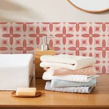 10pcs Vintage Pink Pattern Wall Stickers, Suitable For Balcony, Terrace, Kitchen, Backdrop, Decorative Wall Paper, Room Decor, Bedroom & Living Room - Multicolor - View 3