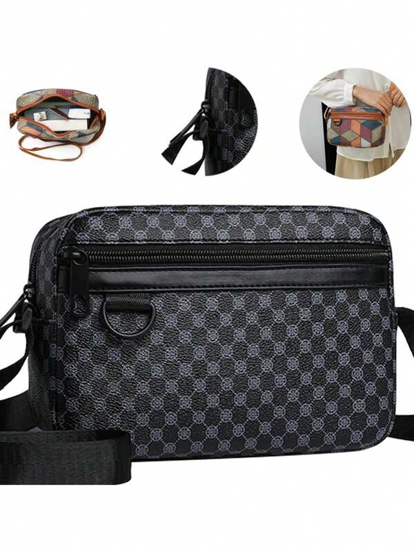 1pc Adjustable Strap Square Crossbody Bag, Lightweight Summer Bag, Suitable For Hiking, Commuting, Nylon Material, Solid Color, Customizable, Men's Bag, Winter Casual Bag, Father's Gift, Boyfriend Gift, Vacation Gift, Christmas Gift, Messenger Bag, Valentine's Gift, Backpack, Shoulder Bag, Camera Bag, Side Pocket, Holiday , Work Bag