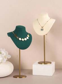 1pc Retro High-End Microfiber V-Shaped Model Neck Metal T-Bar Jewelry Display Stand For Earrings, Necklaces And Pendants, Jewelry Showcase Display Rack Suitable For Wedding And Gifts Back To School - Multicolor - View 3