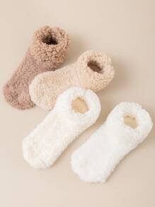 2双冬季保暖袜，秋冬加厚保暖家居袜，简约居家睡眠袜 - 彩色 - 查看 3