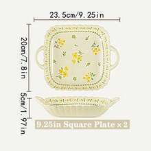 2pcs Set Exquisite Floral Ceramic Plates - Eid Al-Fitr/Eid Al-Adha Supplies, Charming Yellow Flower Design, Perfect For Dining And Decoration - Multicolor - View 22