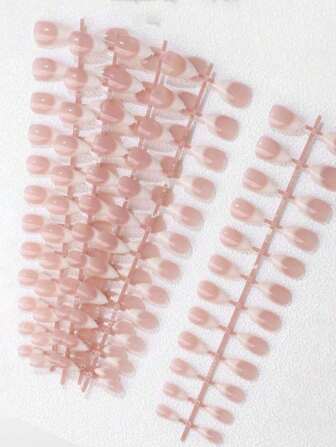 5 pezzi/set Strisce per unghie bianco latte sfumato, punte unghie lunghe a stiletto, corte a mandorla, corte ovali, corte quadrate, disponibili in più stili, unghie finte adesive, accessori per unghie