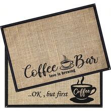 Cunhill 2 Pieces Coffee Bar,Coffee Bar Accessories 20 X 14 Inch Coffee Bar Decoration Coffee Placemats Coffee, Coffee Bar, Countertops,Coffee Station Accessories(First Coffee) - First Coffee - View 1