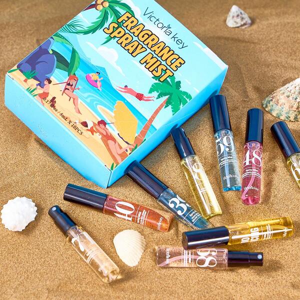 10*5ml Summer Brazil Romantic Perfume Gift Set, Inspired By The Digital World, Multiple Fragrance Styles With Vanilla, Caramel, Amber And Fruity Notes, Perfect Gift For Women For Christmas, Halloween