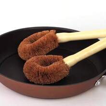 Kitchen Cleaning Brush Natural Bamboo Handle And Sisal Bristles Scrub Brush For Dish Cast Iron Skillet Pots Pans Pot Brush - màu nâu - Xem 2