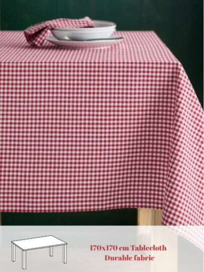 1 stuk klassiek rechthoekig tafelkleed met ruitjesmotief, wasbaar katoen, geruit tafelkleed, geschikt voor keuken, picknick, camping, brunch, café, barbecue, familiediner, feesten, buitenfeesten, verjaardagen en meer, 170*170 cm