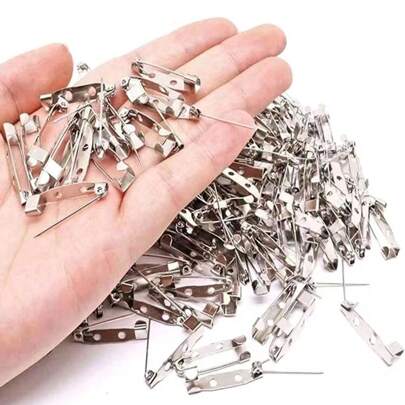 50/100/200 Pcs Brooch Pin Backs, Brooch Pins For Crafts Silver Locking Pin Backs Bar Pins Backs Safety Pins Small Clasp Pin DIY Jewelry Pin Making Kit For Badges Sewing Wedding Name Tags