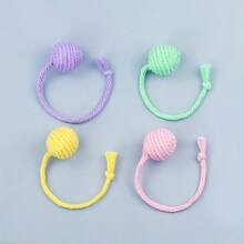 4 件带铃铛的猫玩具，滚球带绳，可发出声音，适合小猫玩耍