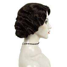20s Brown Short Finger Wave Wigs For Women  Natural Synthetic Hair Wig For Women Lady Ladies Cosplay Anime Party Costume Anime Flapper Wig REEWES Wig - màu nâu - Xem 3