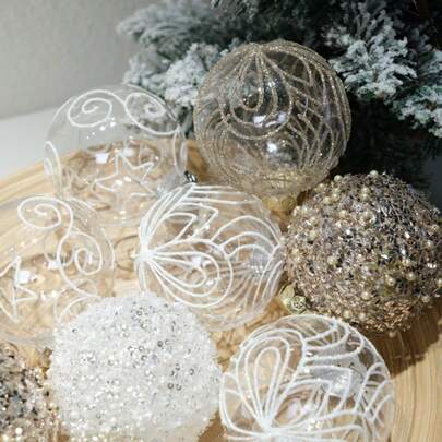 6 st/set julkulor ornament julkulor dekoration, splittersäkra julkulor ornament till julgranen gör-det-själv. Målning och glittrande hängande boll för fest evenemang heminredning juldekorationer rumsdekor vinter juldekorationer hem julklappar juldekoration