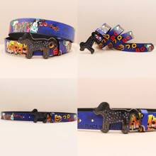 Halloween Decoration Goth Leopard Print Western Cowboy Belts For Women Luxury Designer Brand Diamond Bling Bling Belt Y2K Goth Girls Rhinestones Belts Men With Dog Shape Buckle Autumn-Winter Accessories,Suitable For Teens, Youth,Men,Casual, Outdoor, Athletic, Vacation, Graduation Gifts, Birthday, Daily Wear