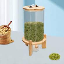 Rice Dispenser, Oat Storage Container, Glass Grain Container, Cat Food Container, Airtight Storage Jars With Bamboo Lids, Spice Jar Set, Kitchen Storage Jars For Spices, Coffee, Sugar, Grains, 7.5 L - 紫紅色 - 查看 2