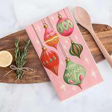1 set/1 pieza/2 piezas Paños de cocina y paños de platos impresos con bolas de Navidad de colores, adecuados para la decoración de interiores en restaurantes, cocinas y baños, decoración de fiestas, regalos festivos y también pueden ser entregados como regalos de Navidad - Multicolor - Ver 11
