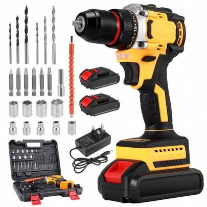 Brushless Motor With Two Speeds, Two Batteries And One Charge +23-Piece Set