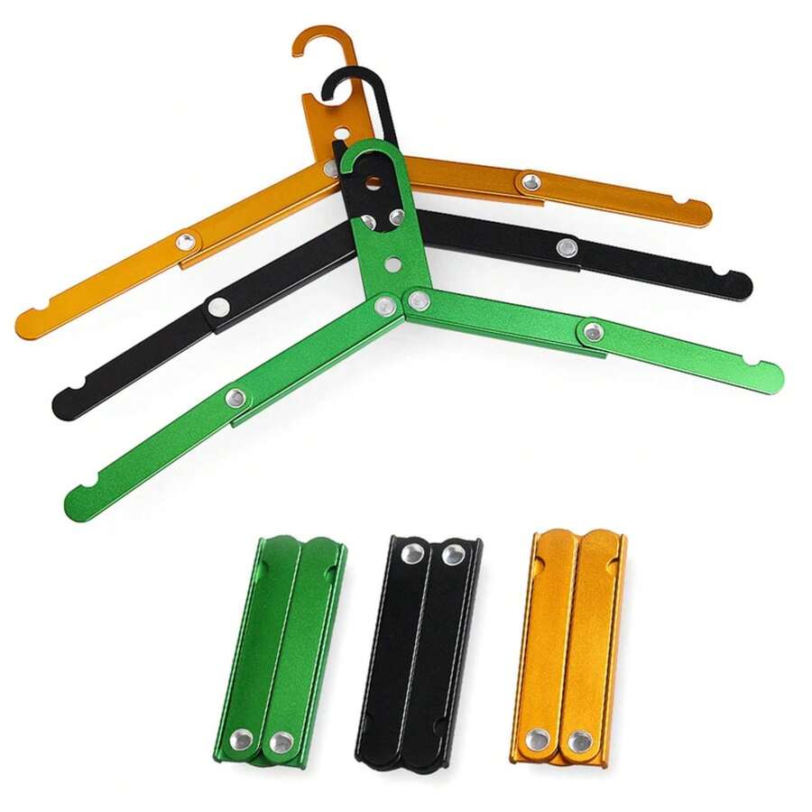 Colgador de ropa plegable de aleación de aluminio, percha portátil, ahorro de espacio, perchero para acampar al aire libre, accesorios de viaje - Naranja - Ver 1
