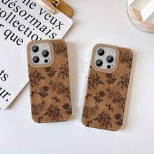 Aplicable a 16 Pro/15/14 Plus/13/12/11 Funda protectora retro de piel sintética para teléfono móvil, color marrón ciervo, patrón de guepardo negro, nuevo diseño de moda, carcasas suaves de alta calidad para hombres y mujeres. - Colores mixtos 2 - Ver 4