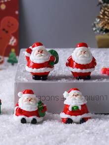3pcs/4pcs/6pcs Holiday Christmas Decoration Set - Mini Santa Claus Sleigh & Reindeer Figurines, Red & Gold Push Cart Statues, Resin Made - Suitable For Tabletop Display And Holiday Gifts, Christmas Decor | Cute Reindeer Figurines | Resin Structure, Holiday Decorations, Christmas Decorations, Christmas Party