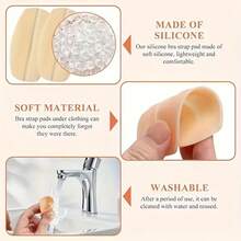 4pcs Bra Invisible Anti-Slip Fixed Shoulder Strap Anti-Drop Seamless Magic Shoulder Pads Thin Silicone Pressure Relief Shoulder Pads Anti-Slip Stickers Anti-Slip Shoulder Anti-Drop Seamless Pressure Relief Invisible Stickers - 4 Skin-toned Items - View 3