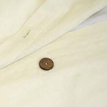 LUSH DECOR Belgian Flax Prewashed Linen Rich Cotton Blend Duvet Cover White 3Pc Set King/Cal King Halloween-Fall Decor-Room Decor - Ngà voi - Xem 3
