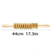 1PC Wooden Massage Roller With 12 Pressure Points, Curved Honeycomb Wood Body Roller For Cellulite Reduction And Body Shaping, Manual Neck Back Leg Arm Relaxation Tool, Home Spa Self-Care, Foldable Design - Beige - View 7