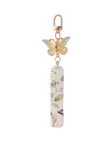 1/2pcs水晶蝴蝶吊坠香水分装瓶，带钥匙扣花蝴蝶印花图案化妆品瓶，女包挂件，底部灌装香水分装工具，送给家人和朋友的生日礼物，节日礼物，适合旅行便携5ml