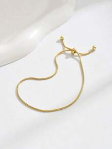 1pc Fashionable Snake Chain Stainless Steel Bracelet For Women, Sophisticated & Versatile Accessory For Daily Wear Or Festive Occasions - 黃金 - 查看 6