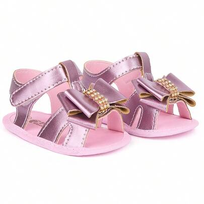 Sandália Infantil Bebê Sapatinho Menina Kids Menino com Laço Detalhe de Strass Ajuste